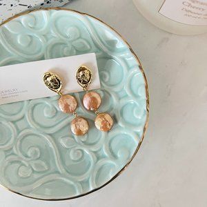 COPY - Baroque Pearl Earring (Double Orange)